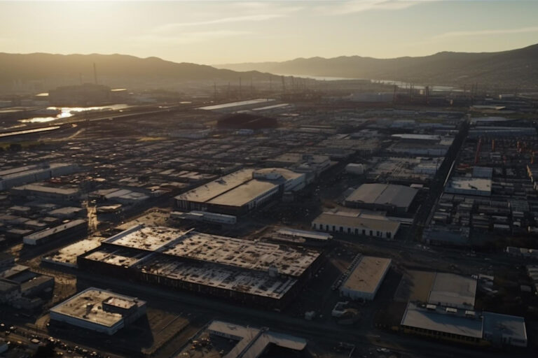 city-skyline-dusk-traffic-congested-generated-by-ai Warehouse in California financed with a commercial real estate loan