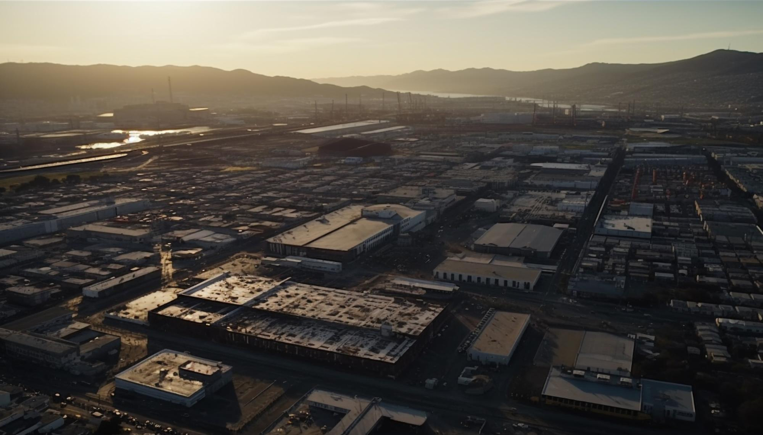 city-skyline-dusk-traffic-congested-generated-by-ai Warehouse in California financed with a commercial real estate loan